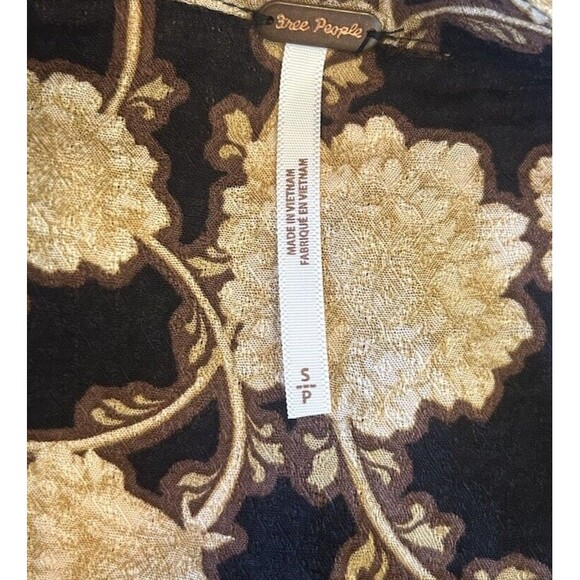 Free People Womens Small Mia Floral Print Tie Neck Tunic Top Long Sleeve NWT - Picture 7 of 11